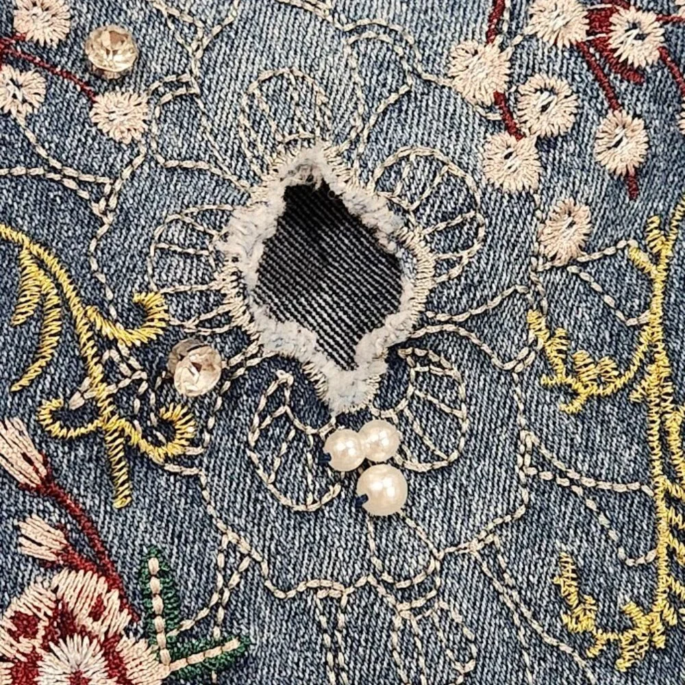 Venus Embroidered Floral Skinny Jeans - Size 2 | Stunning Statement - Picture 5 of 9